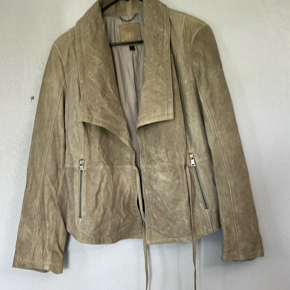 Banana Republic women’s leather jacket, size M, beige/gray - Picture 1 of 12